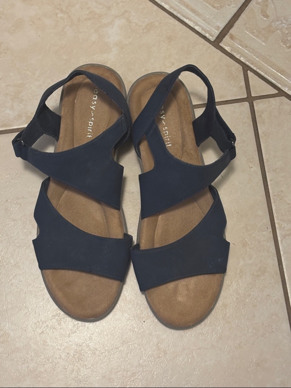 Easy Spirit Navy Elastic Strap Slingback Sandals Great Condition 9M
